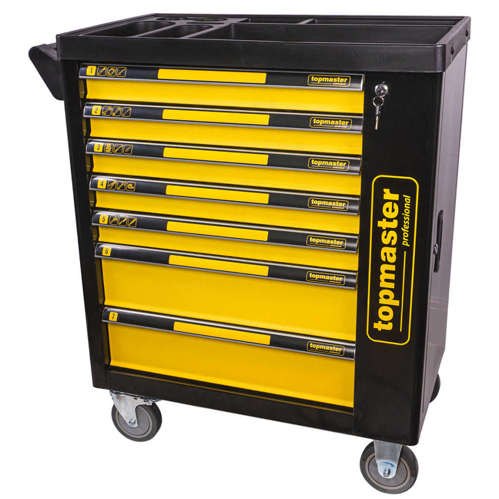 Професионален шкаф оборудван с инструменти, 7 чекмеджета, 5 модула, 219 части - TOPMASTER PRO