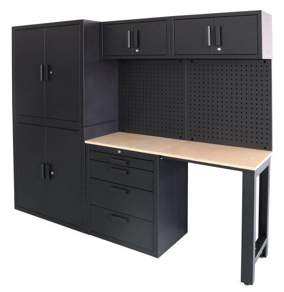 Комплект модулни мебели, метален PREMIUM, за сервиз, 8 части, черен мат