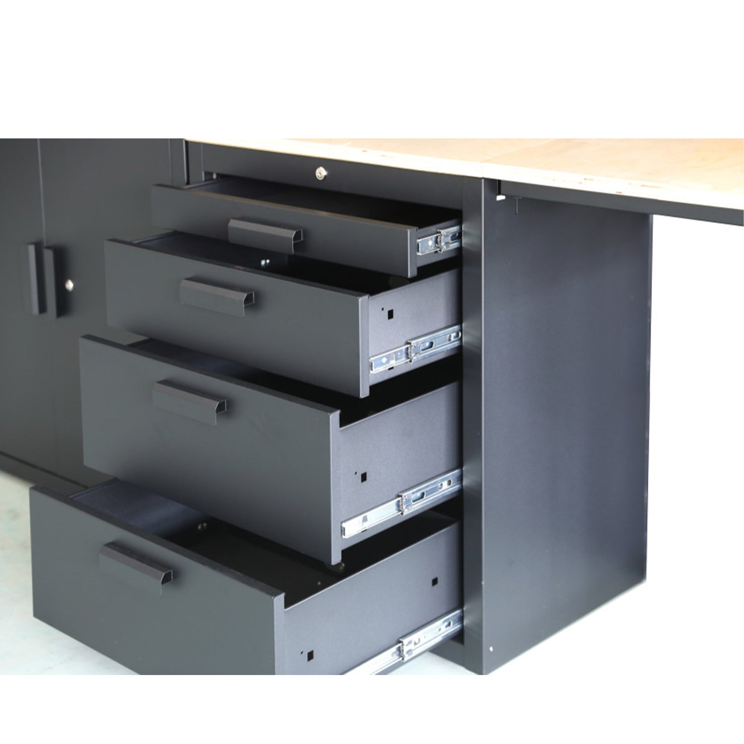 Комплект модулни мебели, метален PREMIUM, за сервиз, 8 части, черен мат