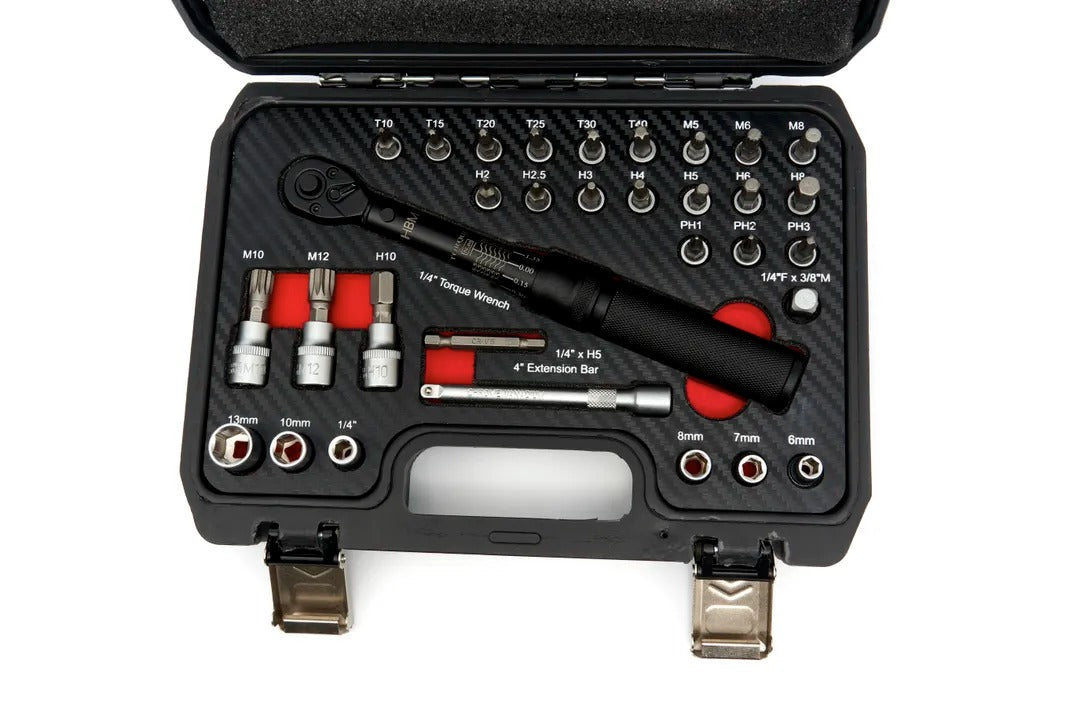 Комплект динамометричен ключ 1/4" прецизен 2-20NM 32 части HBM