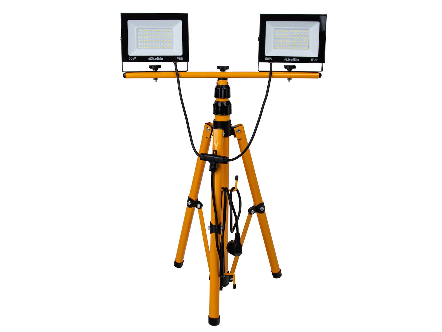 Прожектор, LED работна лампа 2 x 50W с регулируема стойка 60-160 см, неутрално бяло 4500K IP66 - KELTIN