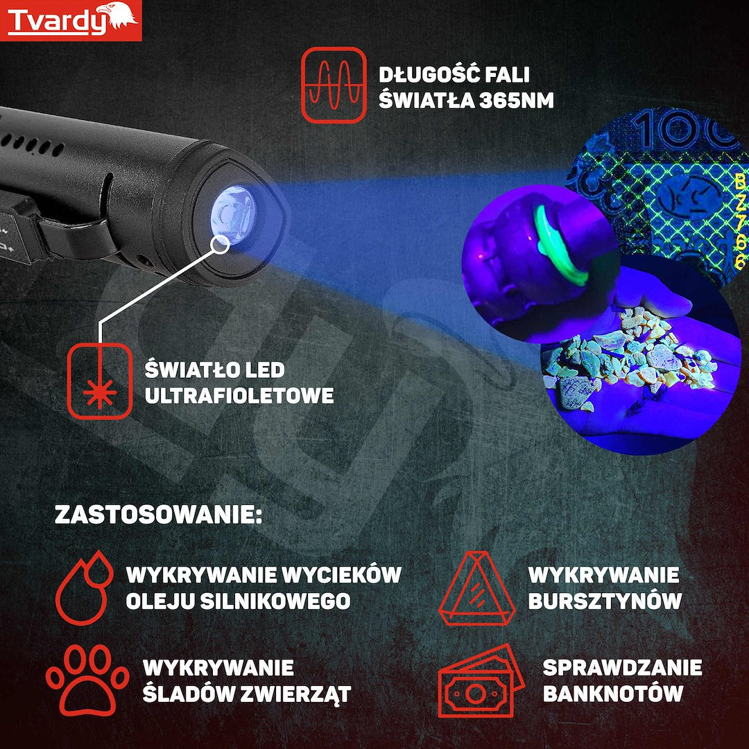 Акумулаторна LED COB лампа с лазер и UV, с магнит, 5W, 800mAh, 400 лумена