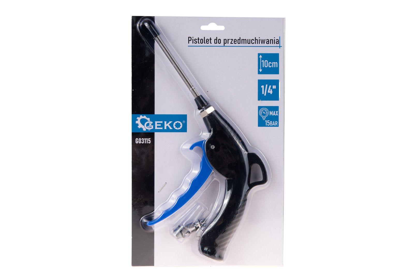 Пистолет за сгъстен въздух с дюза 10 см и бързо съединение 1/4" - GEKO