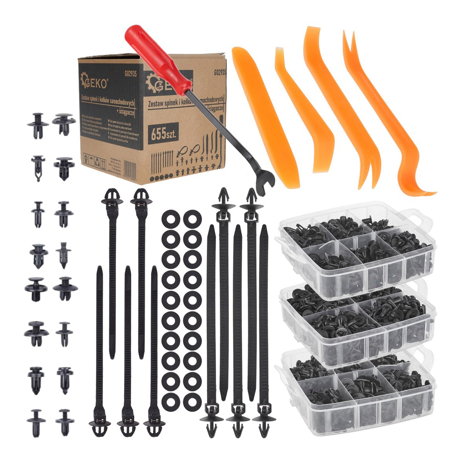 Комплект инструменти за сваляне на скоби за тапицерия с универсални щипки и скоби 655 части