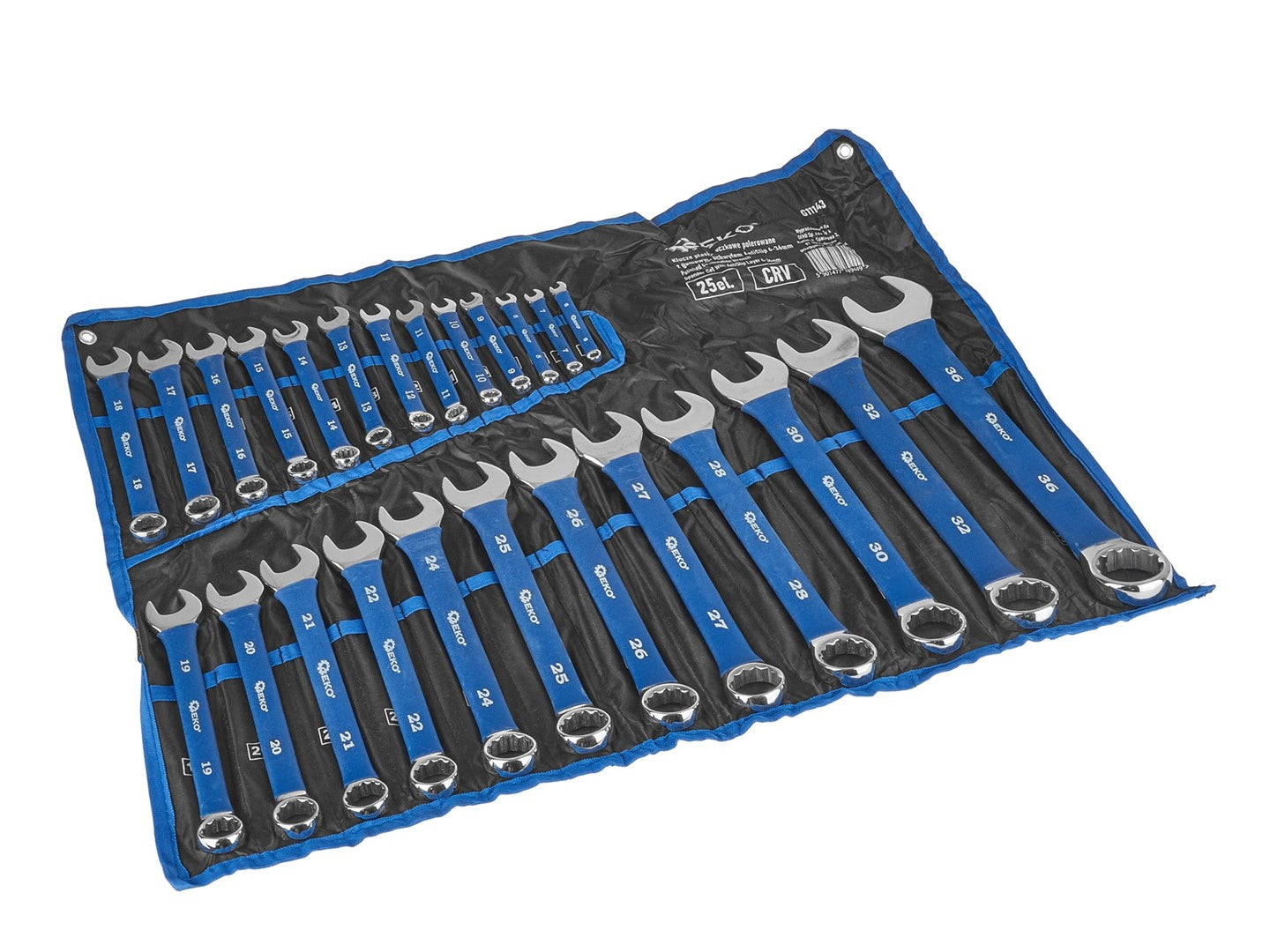 Комплект 25 комбинирани гаечни ключа с дръжка с гумено покритие, 6-36 мм