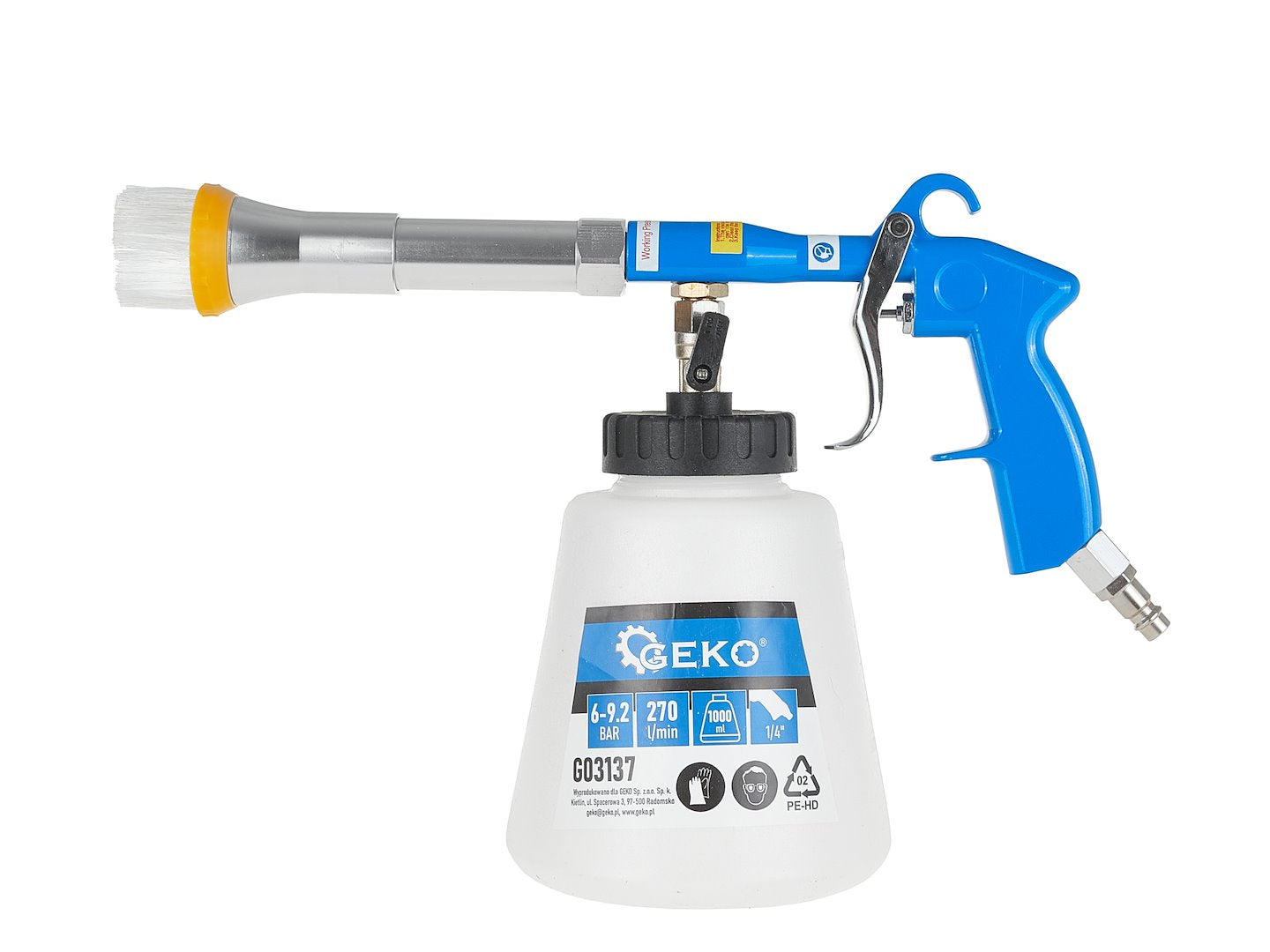 Пневматичен пистолет за миене на тапицерия Tornador с адаптер за вакуум GEKO