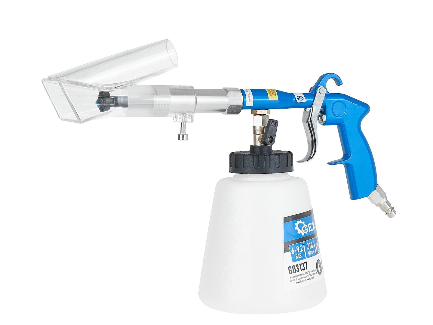 Пневматичен пистолет за миене на тапицерия Tornador с адаптер за вакуум GEKO