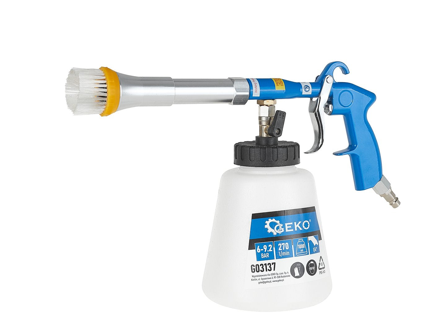 Пневматичен пистолет за миене на тапицерия Tornador с адаптер за вакуум GEKO