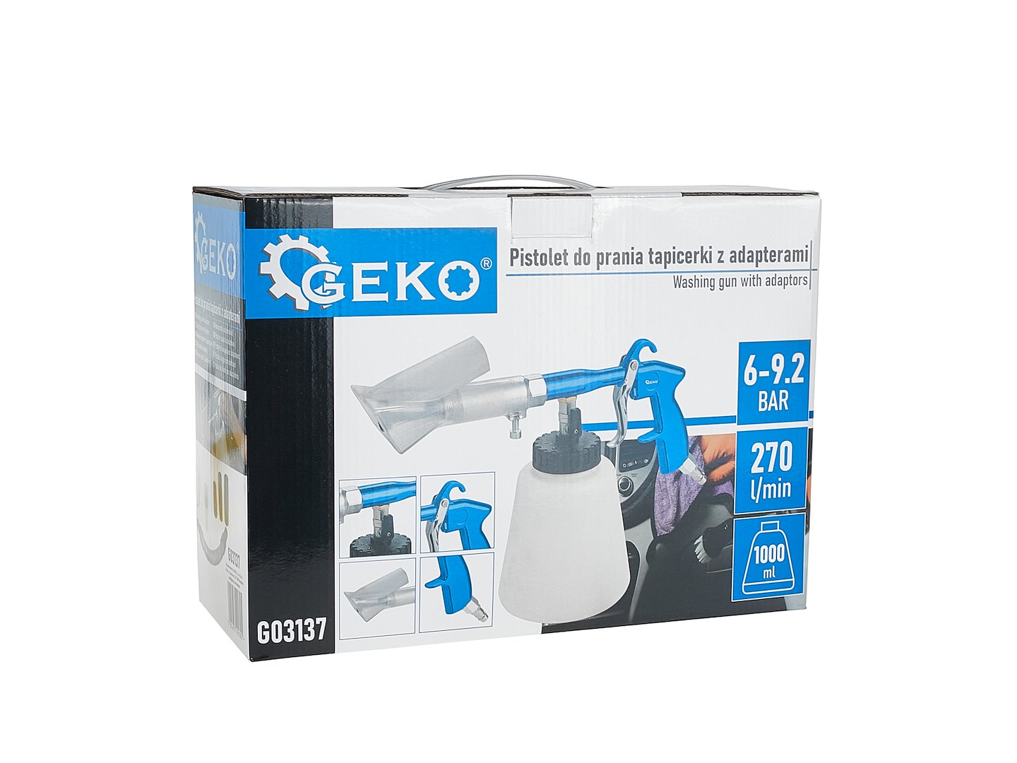 Пневматичен пистолет за миене на тапицерия Tornador с адаптер за вакуум GEKO