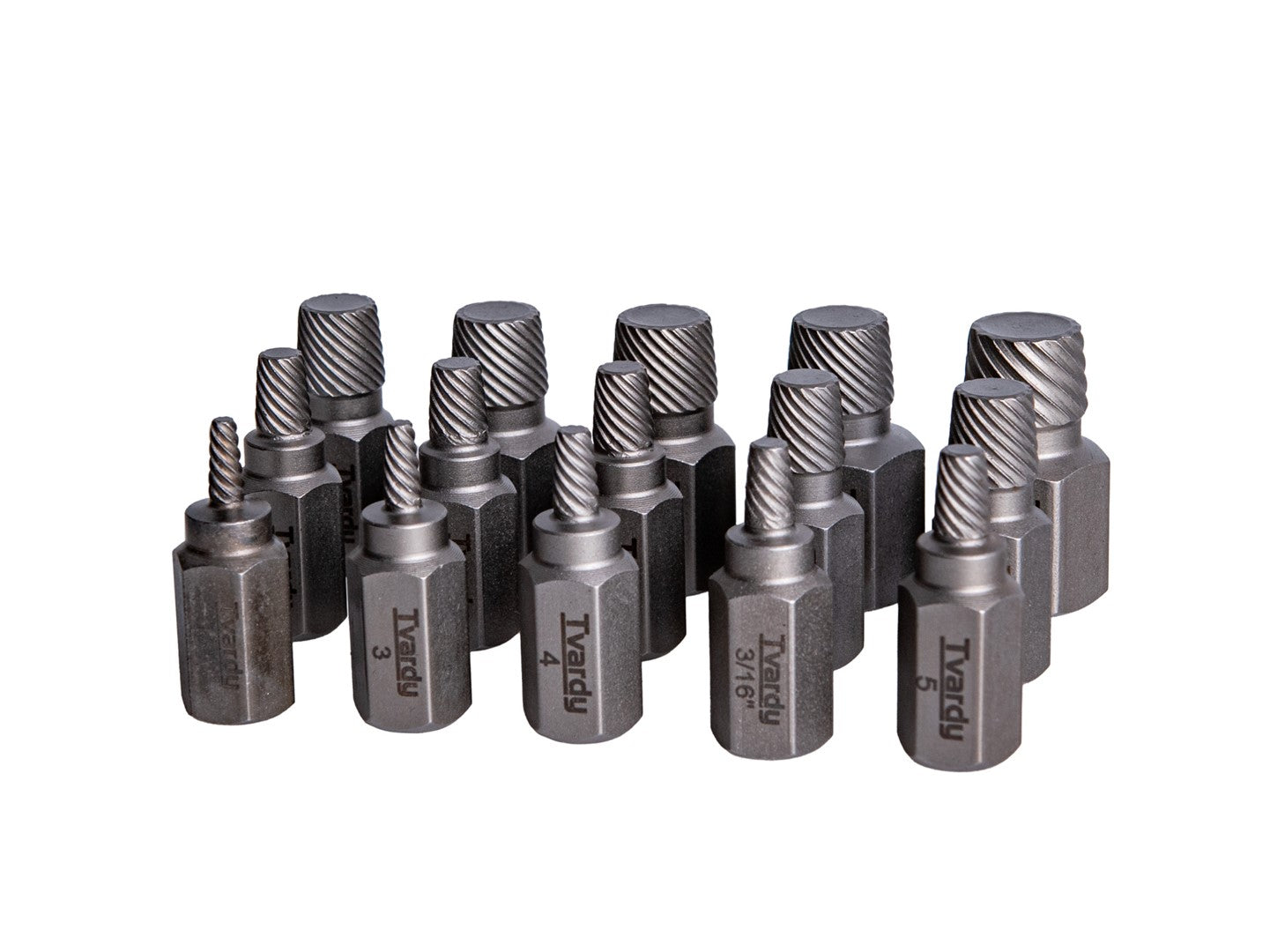 Комплект екстрактори за счупени и износени винтове 15 бр. TVARDY
