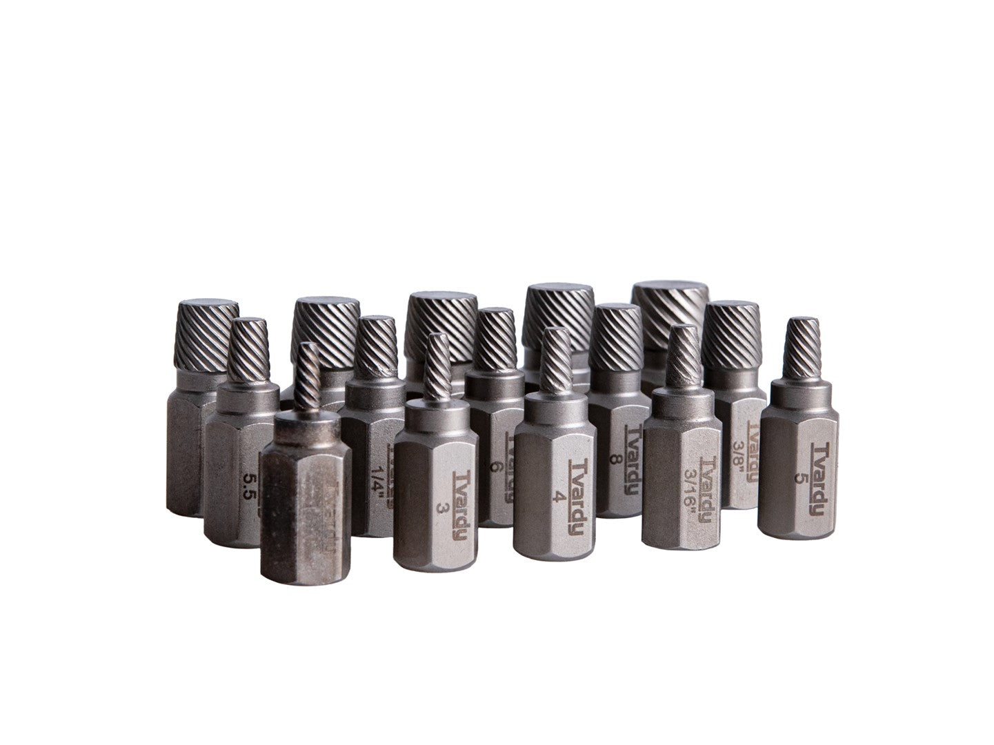 Комплект екстрактори за счупени и износени винтове 15 бр. TVARDY