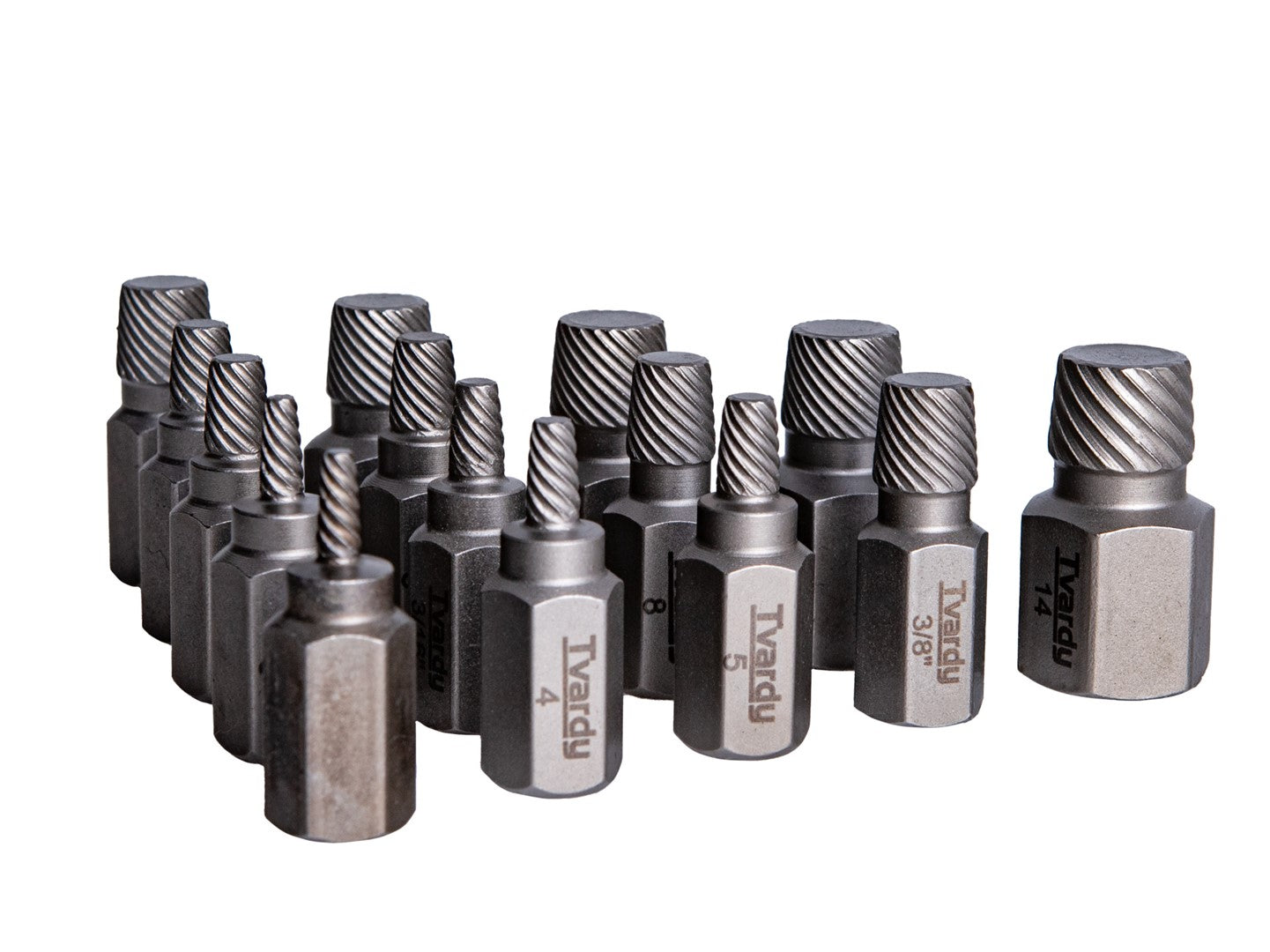 Комплект екстрактори за счупени и износени винтове 15 бр. TVARDY