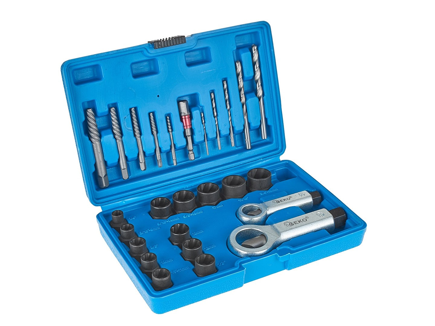 Комплект екстрактори за счупени и износени винтове и гайки 26 части