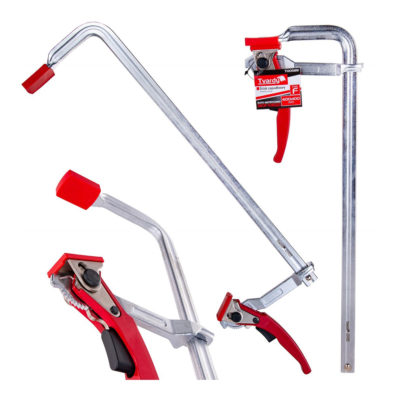 Скоба менгеме за дърводелство с тресчотка 400x100 мм