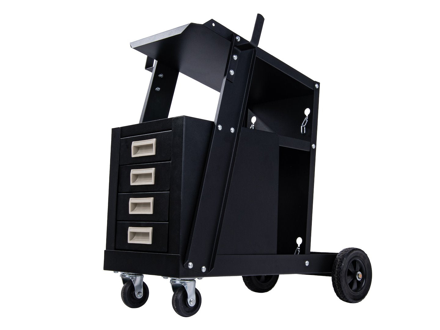 Количка за заваръчни уреди с дръжка и 4 чекмеджета