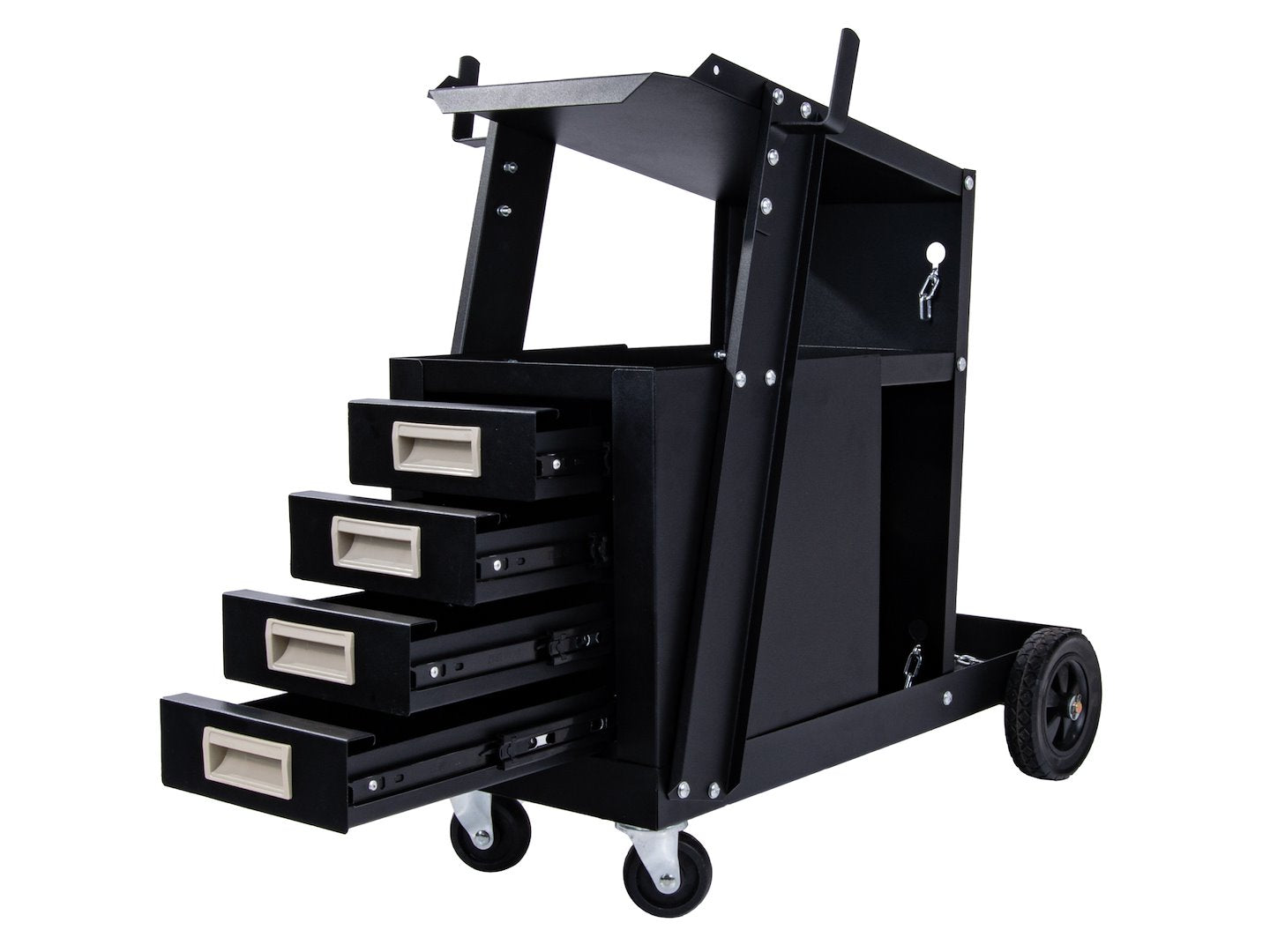 Количка за заваръчни уреди с дръжка и 4 чекмеджета