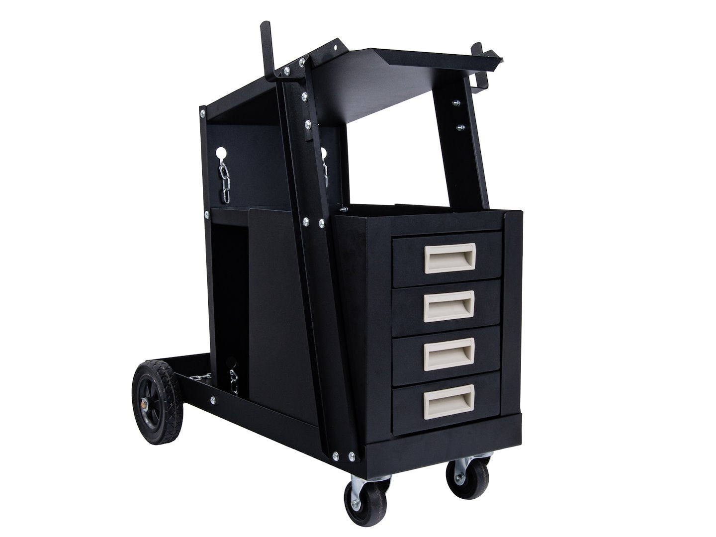 Количка за заваръчни уреди с дръжка и 4 чекмеджета