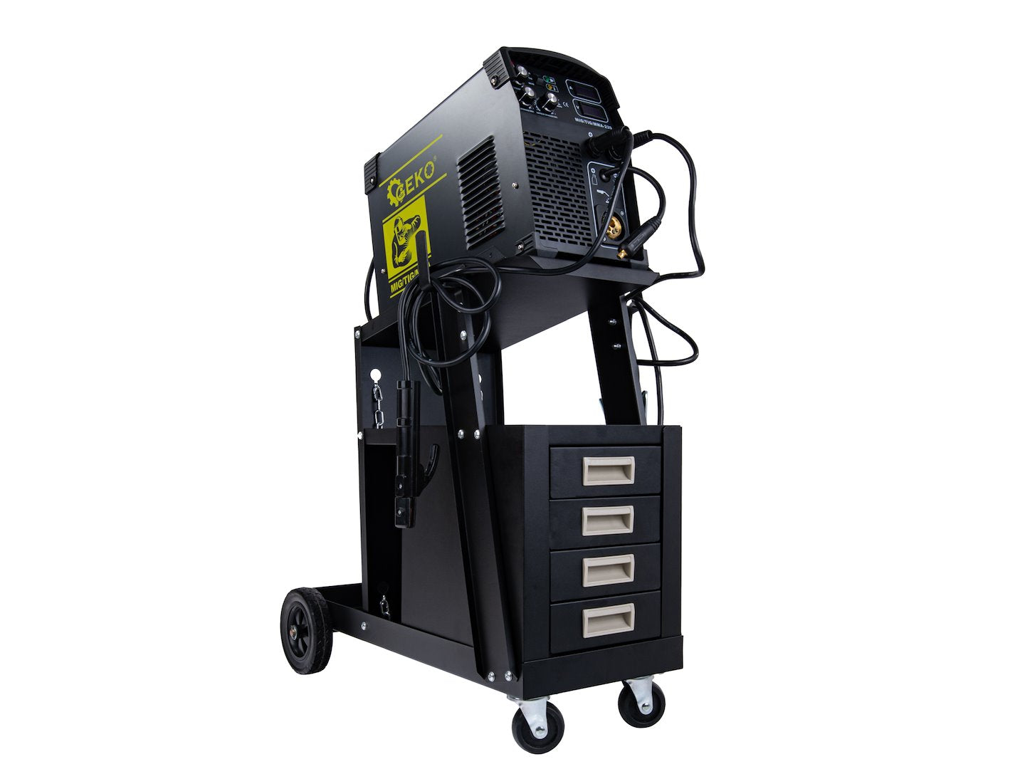 Количка за заваръчни уреди с дръжка и 4 чекмеджета