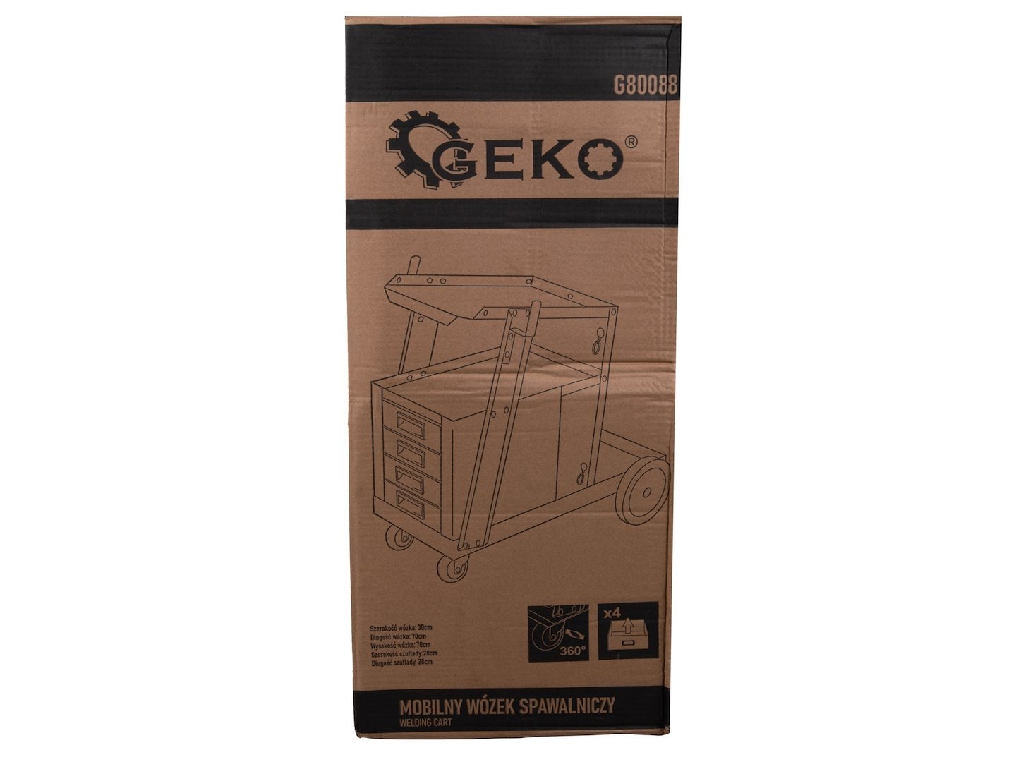 Количка за заваръчни уреди с дръжка и 4 чекмеджета