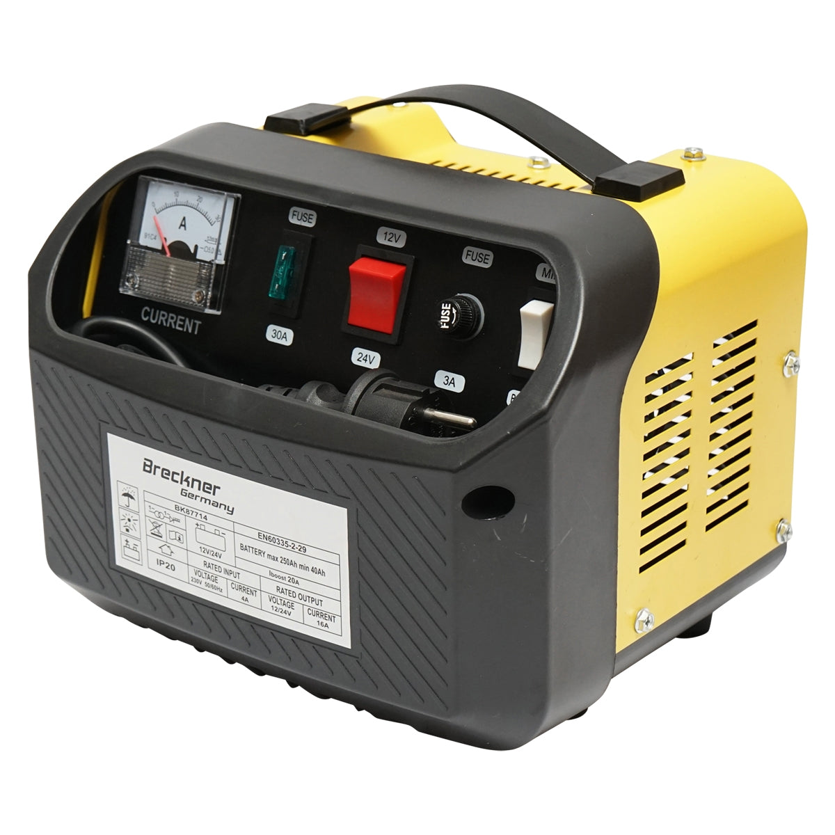 Зарядно устройство за автомобилни акумулатори 12/24V 20A 230V/566W за акумулатори 40-250Ah Breckner Germany