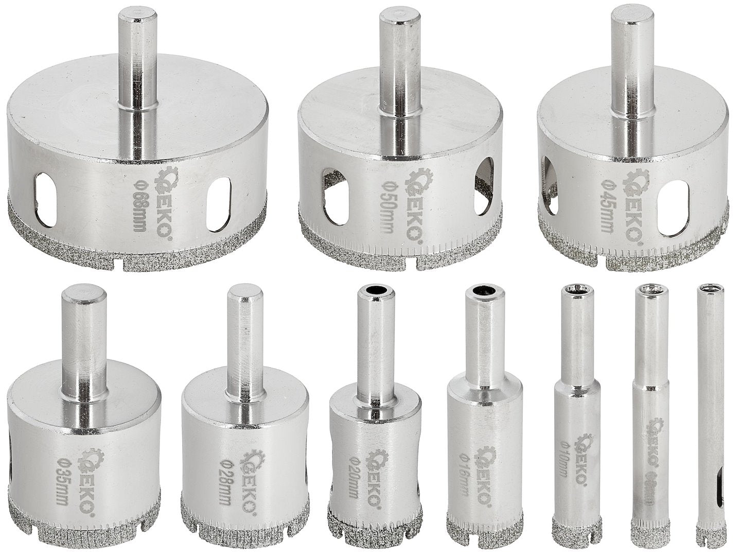 Комплект диамантени боркорони за фаянсови плочки 6-68 мм, 10 бр. GEKO