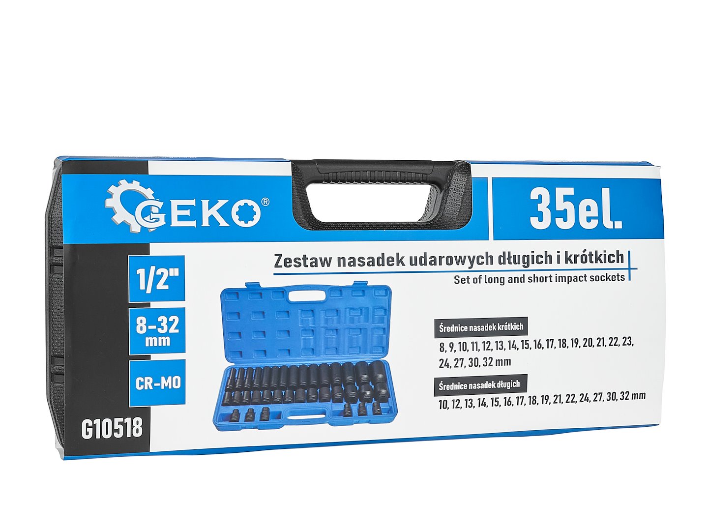 Комплект ударни вложки, къси и дълги 1/2 8-32 мм 35 части