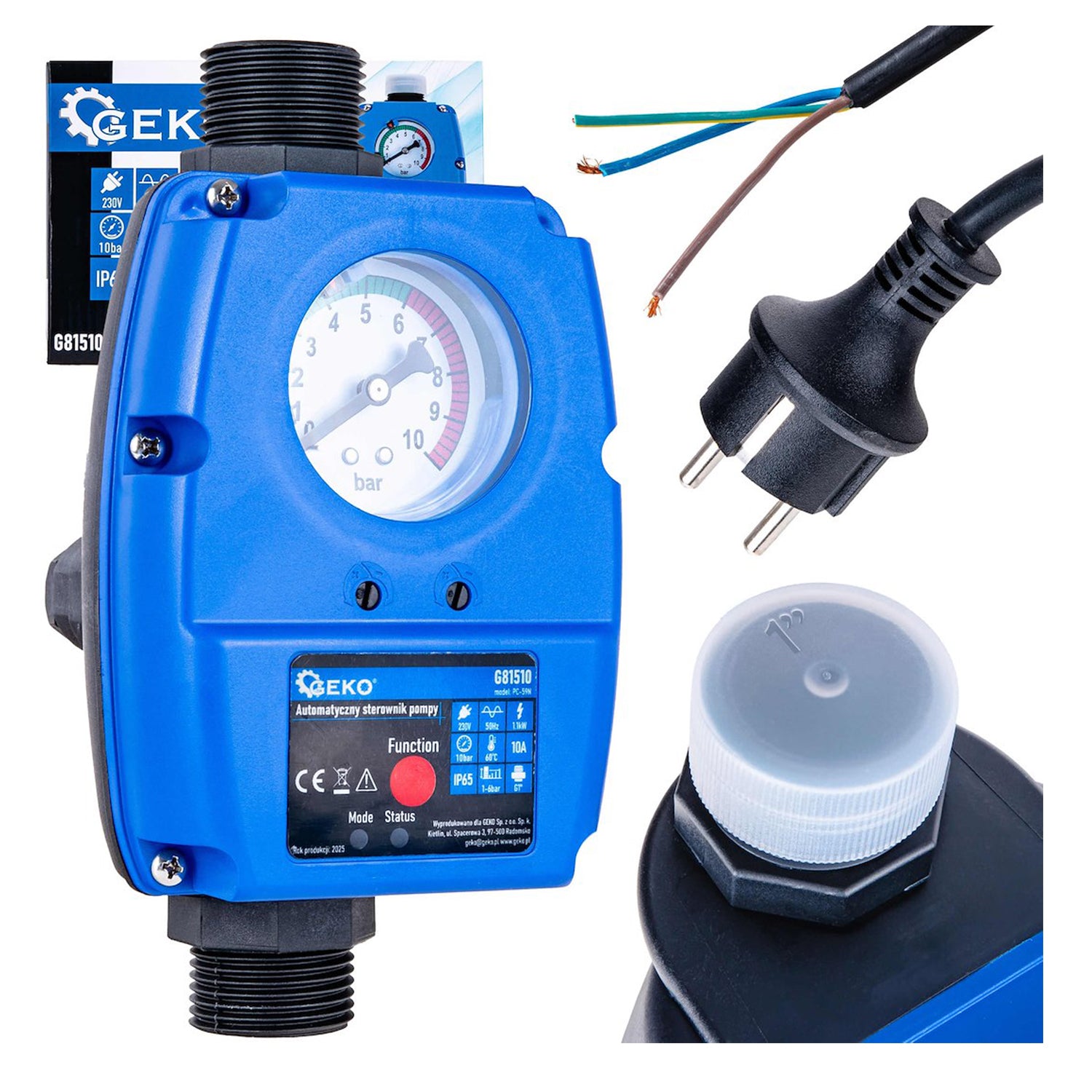 Автоматичен електронен превключвател за налягане за водна помпа 1,1 kW 10 bar