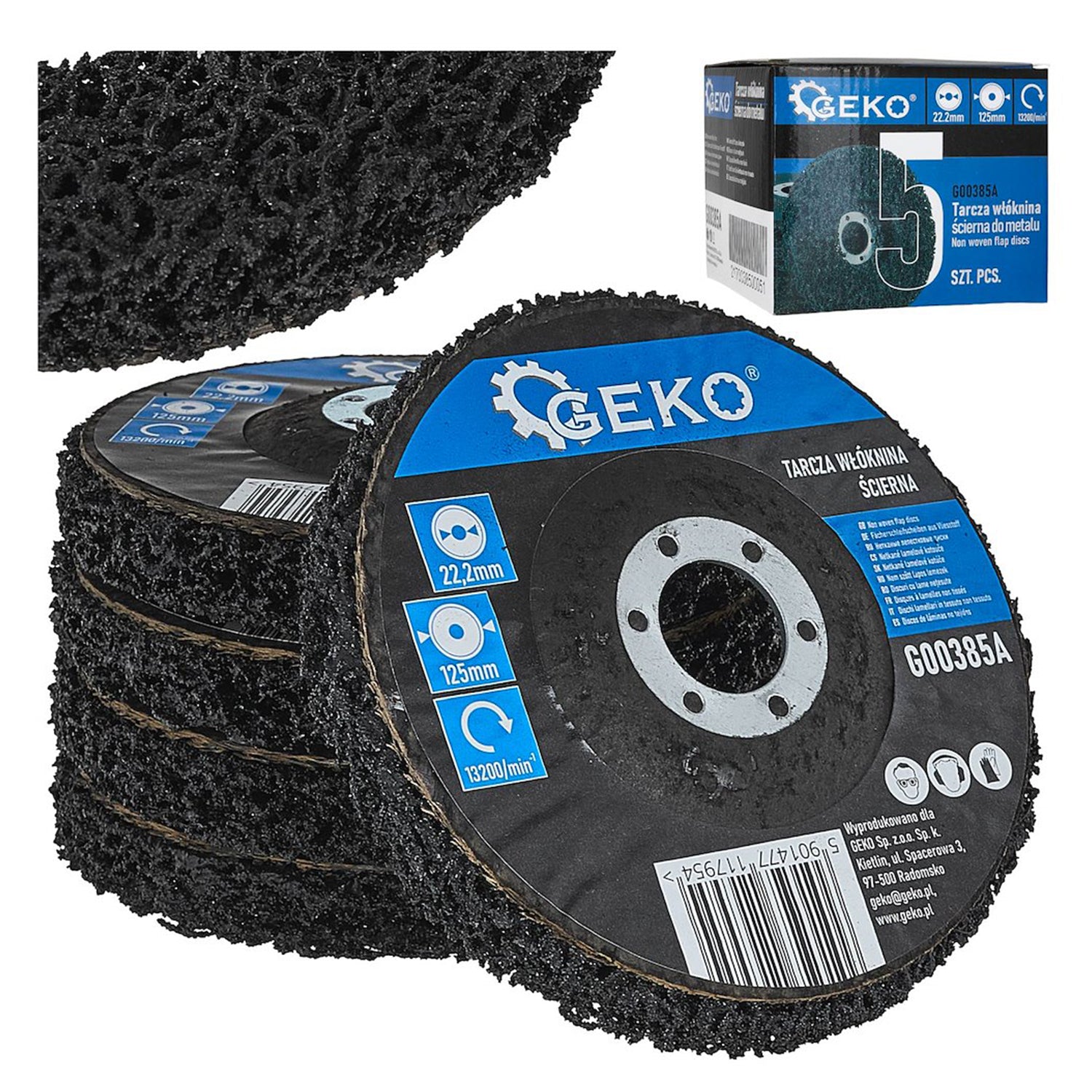 Абразивен диск 125 х 22.2 мм Clean&Strip за почистване на метал, неръждаема стомана и пластмаса GEKO