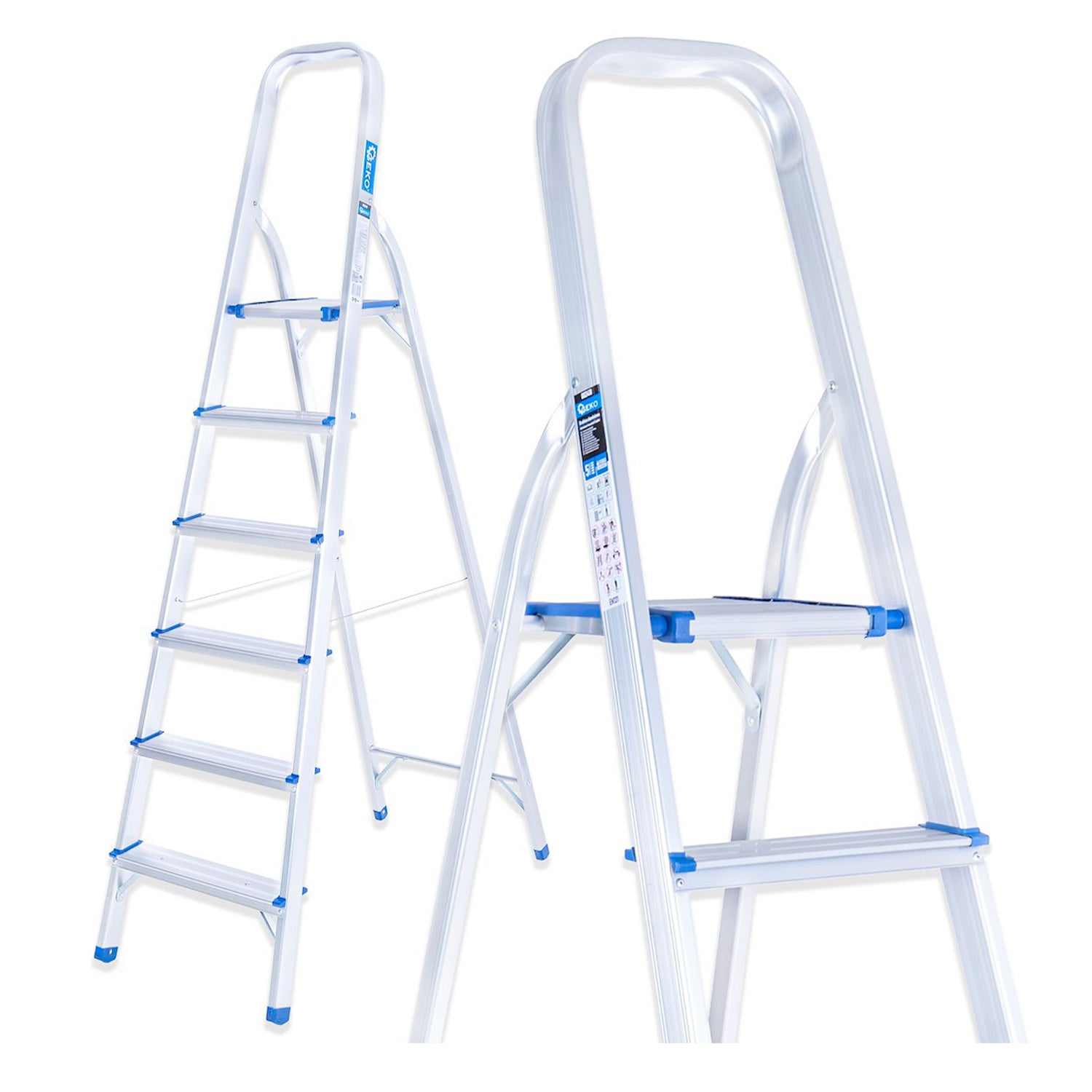 Сгъваема алуминиева стълба с 6 стъпала 150 кг GEKO