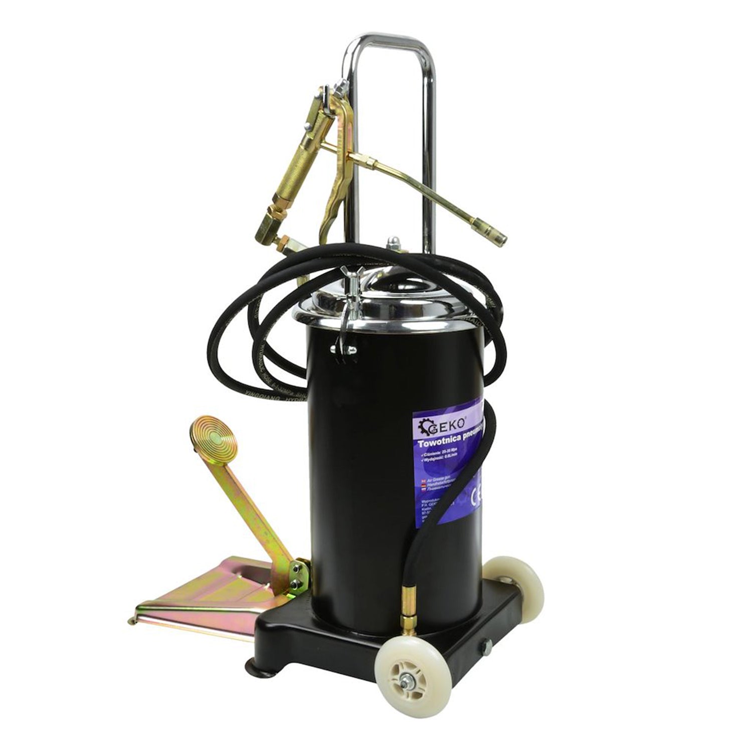 Помпа за гресиране с педал 15 л и маркуч 4 м, GEKO