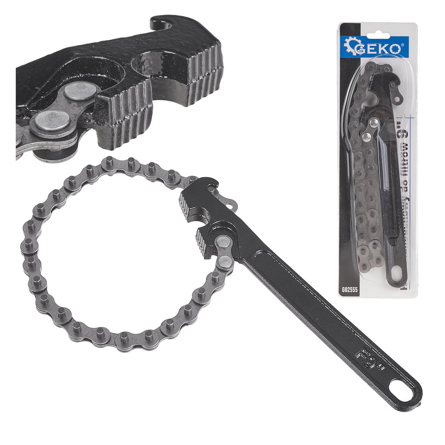Регулируем ключ за маслен филтър с верига 9" 60-125 мм - GEKO