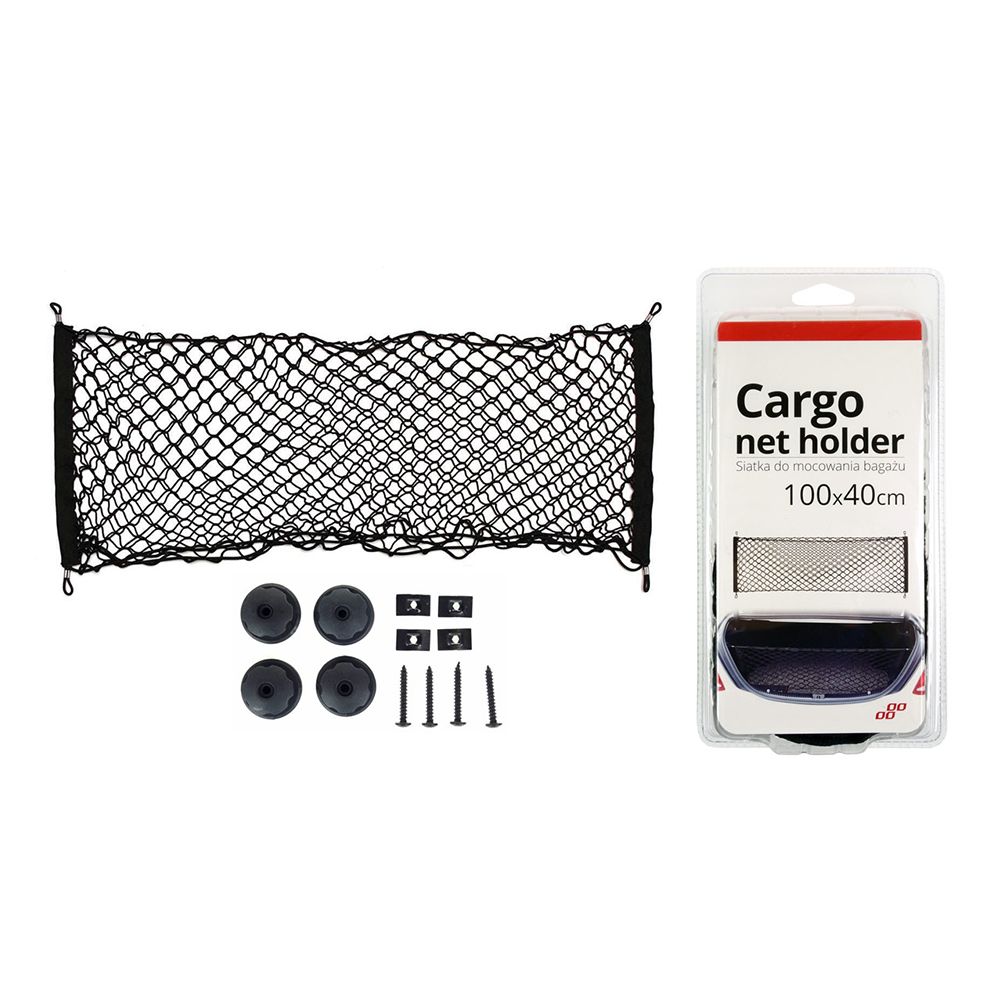 Мрежа за автомобилен багажник с джобове и дръжки за фиксиране на багаж 100х40 см