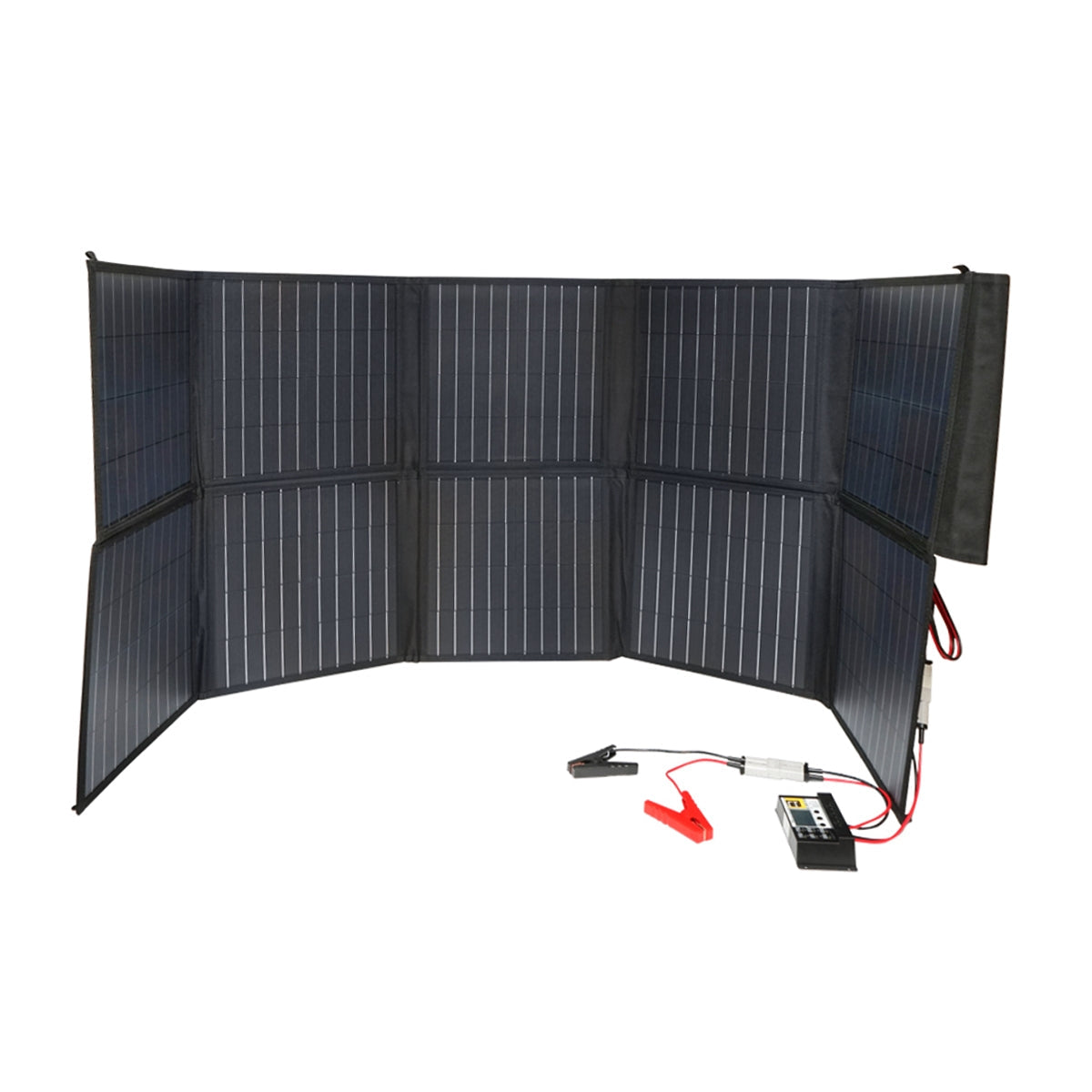 Слънчев панел 200W с регулатор на напрежението 12/24V, 20A, 10 сегмента (370x370x70мм) преносим тип куфар Breckner Germany