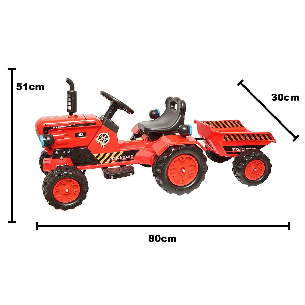 Електрически трактор с ремарке и батерия за деца, играчка 3-6 години Hello Baby