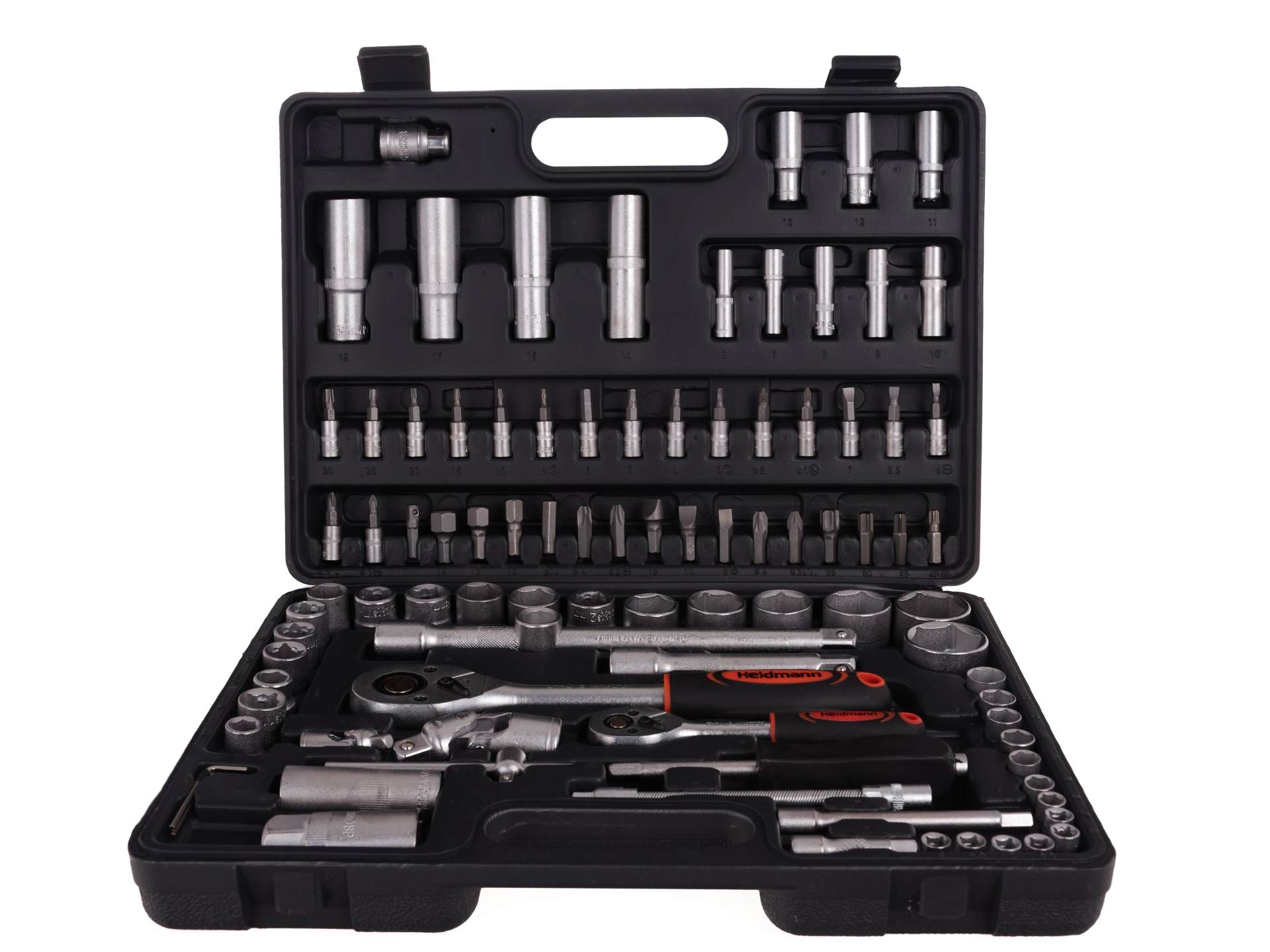 Комплект инструменти с вложки и тресчотка 1/4 1/2 94 части HEIDMANN