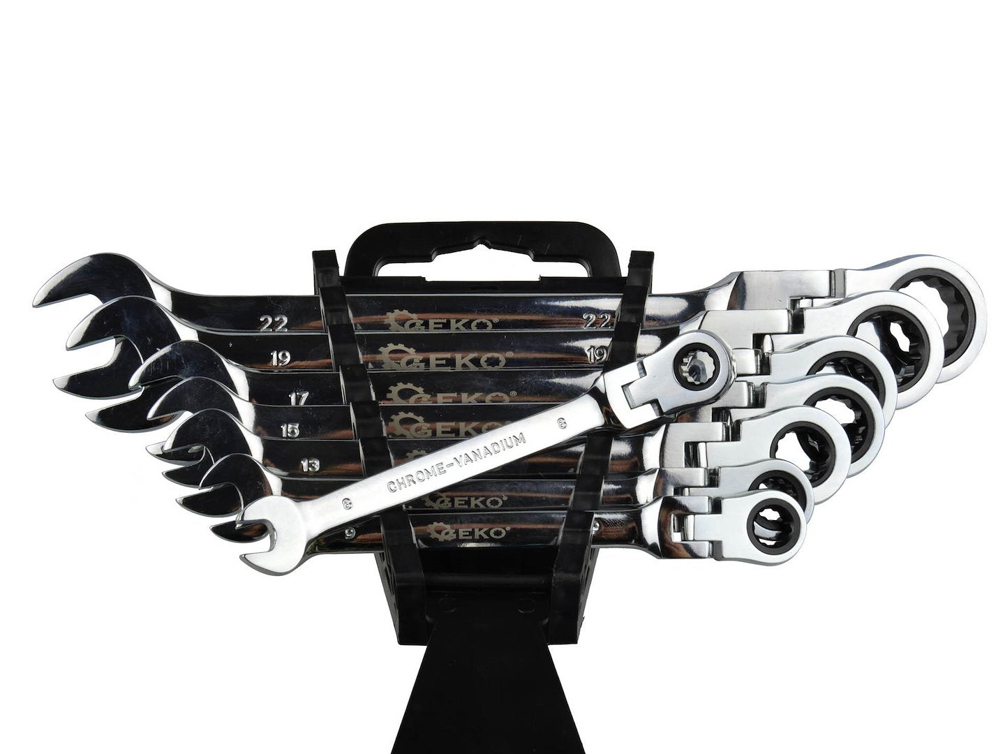 Комплект комбинирани ключове с тресчотка 8-22 мм 8 бр. GEKO