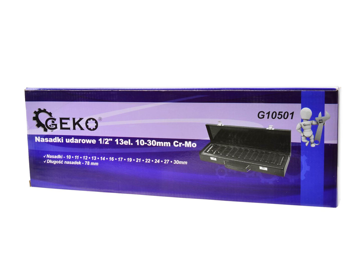 Комплект вложки 1/2" ударни и дълги 10-30 мм 78 мм 13 бр. GEKO