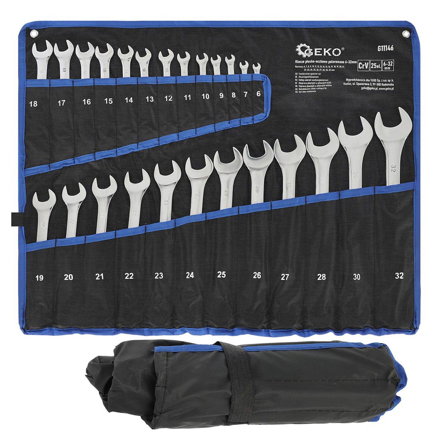 Комплект 25 фиксирани комбинирани гаечни ключове CRV 6-32 мм - GEKO