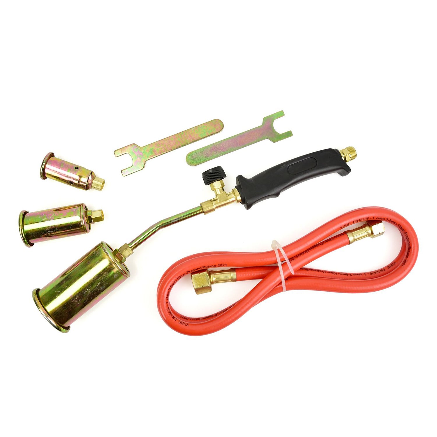 Газова горелка с маркуч 1,5 м за нагряване и горене с 3 глави 25, 35 и 50 мм - GEKO