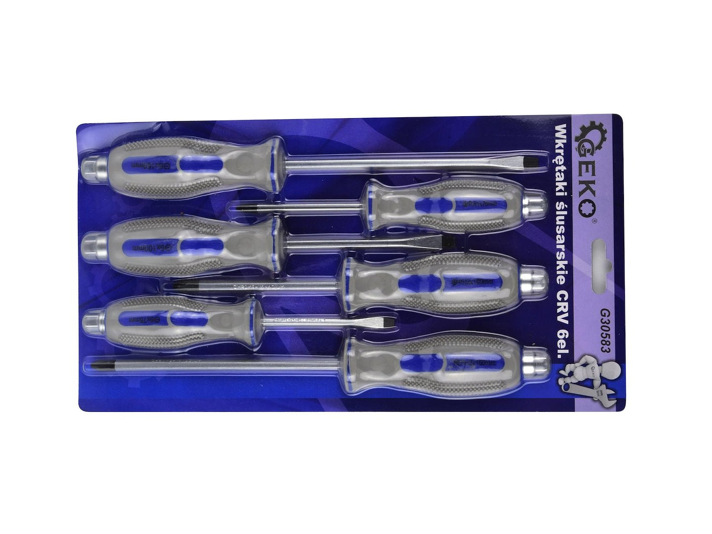 Комплект 6 механични ударни отвертки CRV GEKO