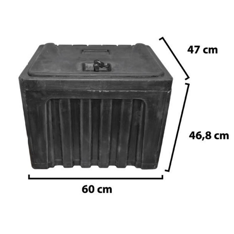 Кутия за инструменти без опора, черна пластмаса 468x470x600 мм