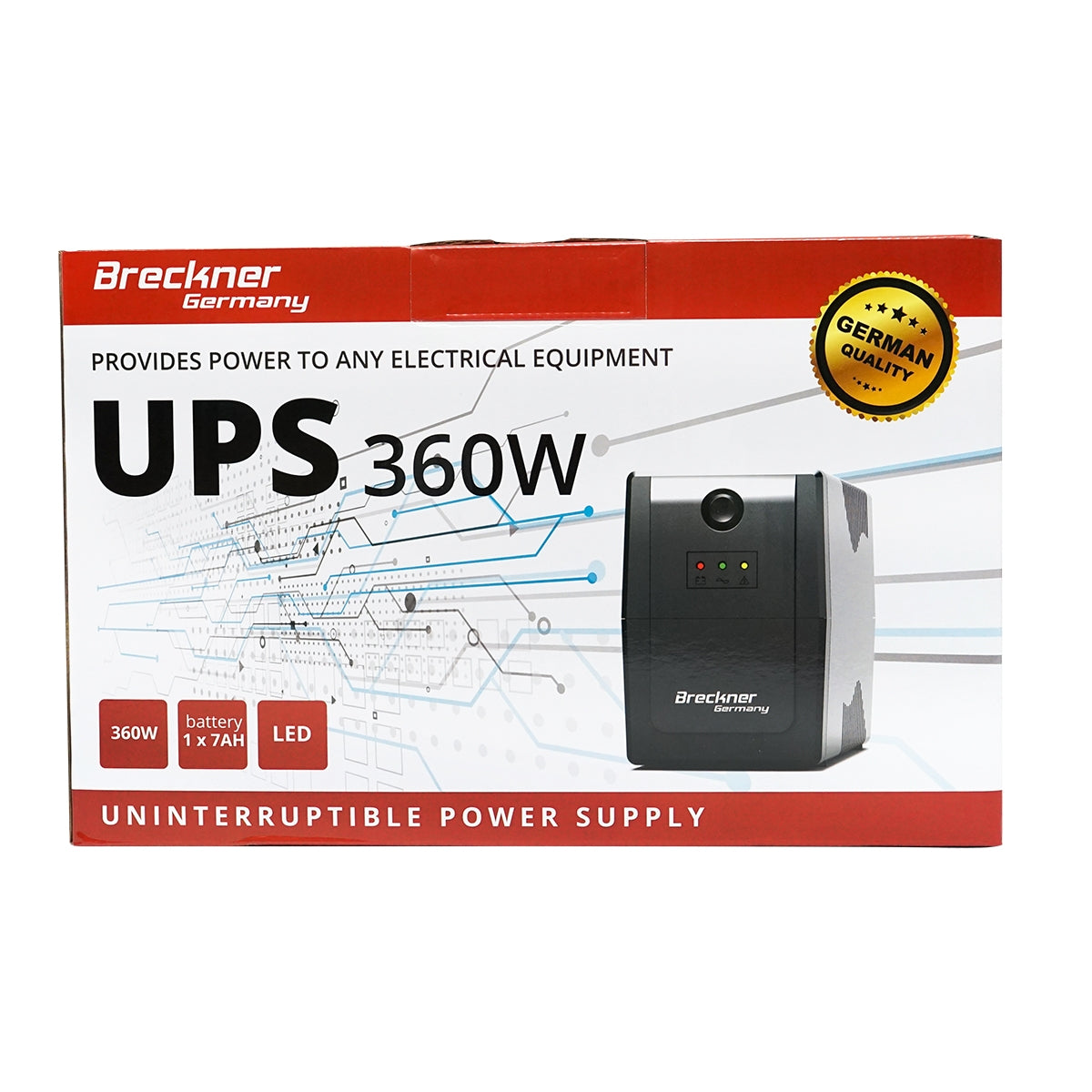 UPS устройство 600VA/360W с батерия 7Ah и 2 гнезда шуко AVR Breckner Germany