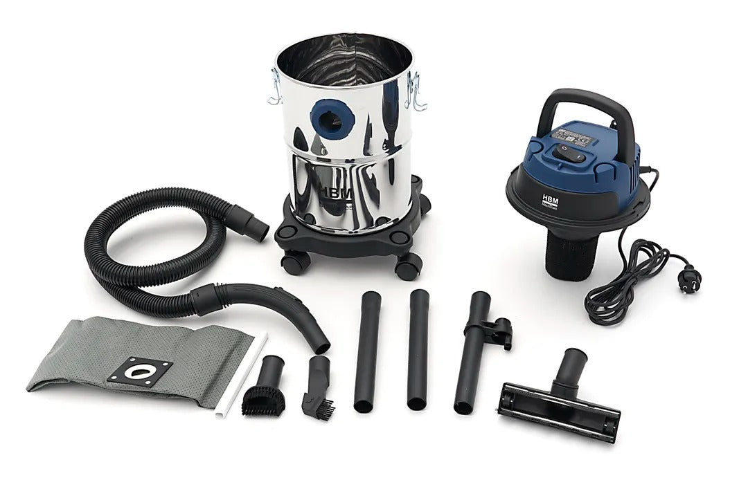 Професионална прахосмукачка за мокро/сухо почистване 1000W 15 л компактен и тих HBM