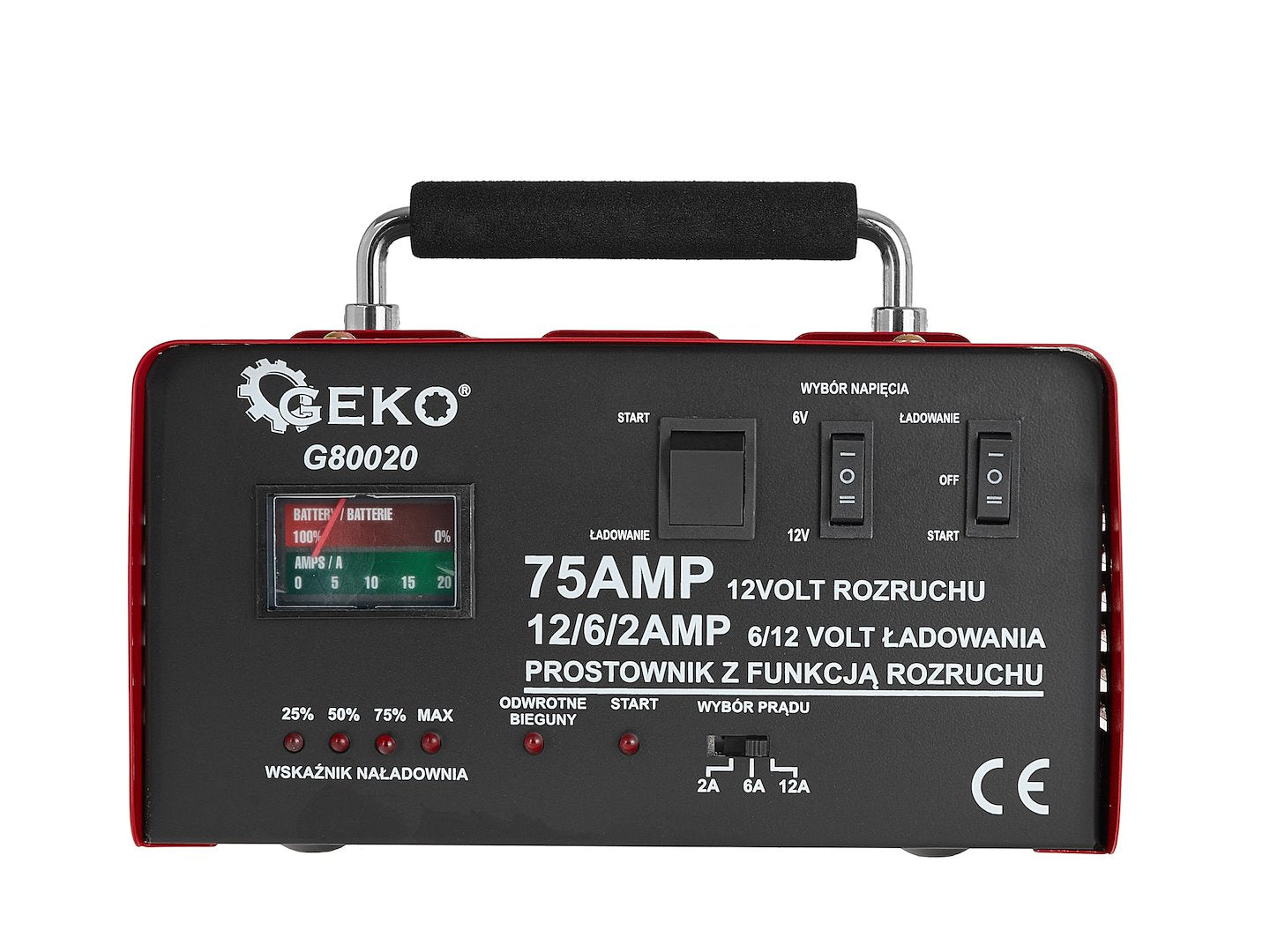 Зарядно устройство 75A, 6/12V за автомобилни акумулатори с капацитет 20-120 Ah - GEKO