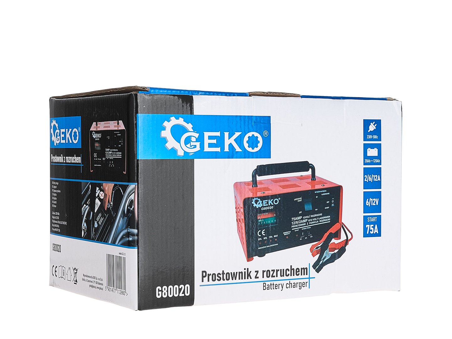 Зарядно устройство 75A, 6/12V за автомобилни акумулатори с капацитет 20-120 Ah - GEKO