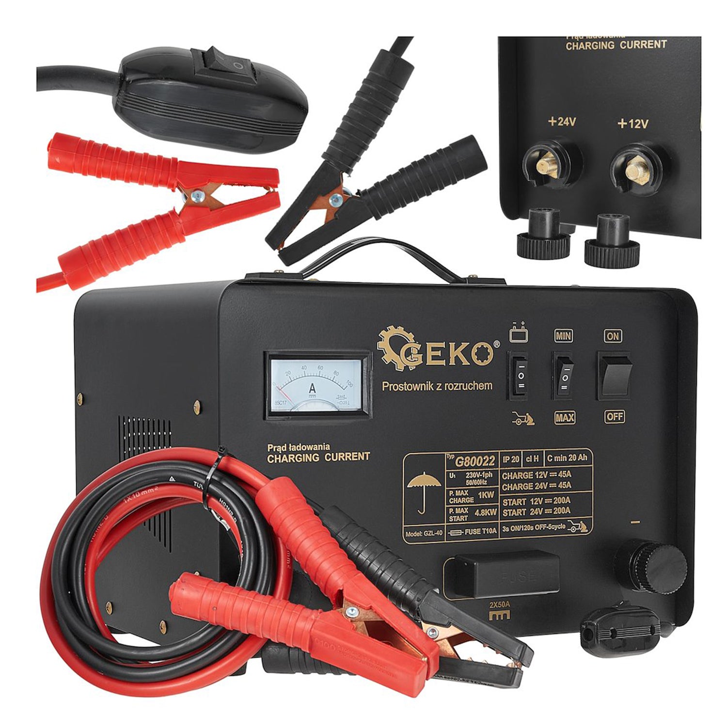 Зарядно устройство със стартов робот 200A 12/24V GEKO