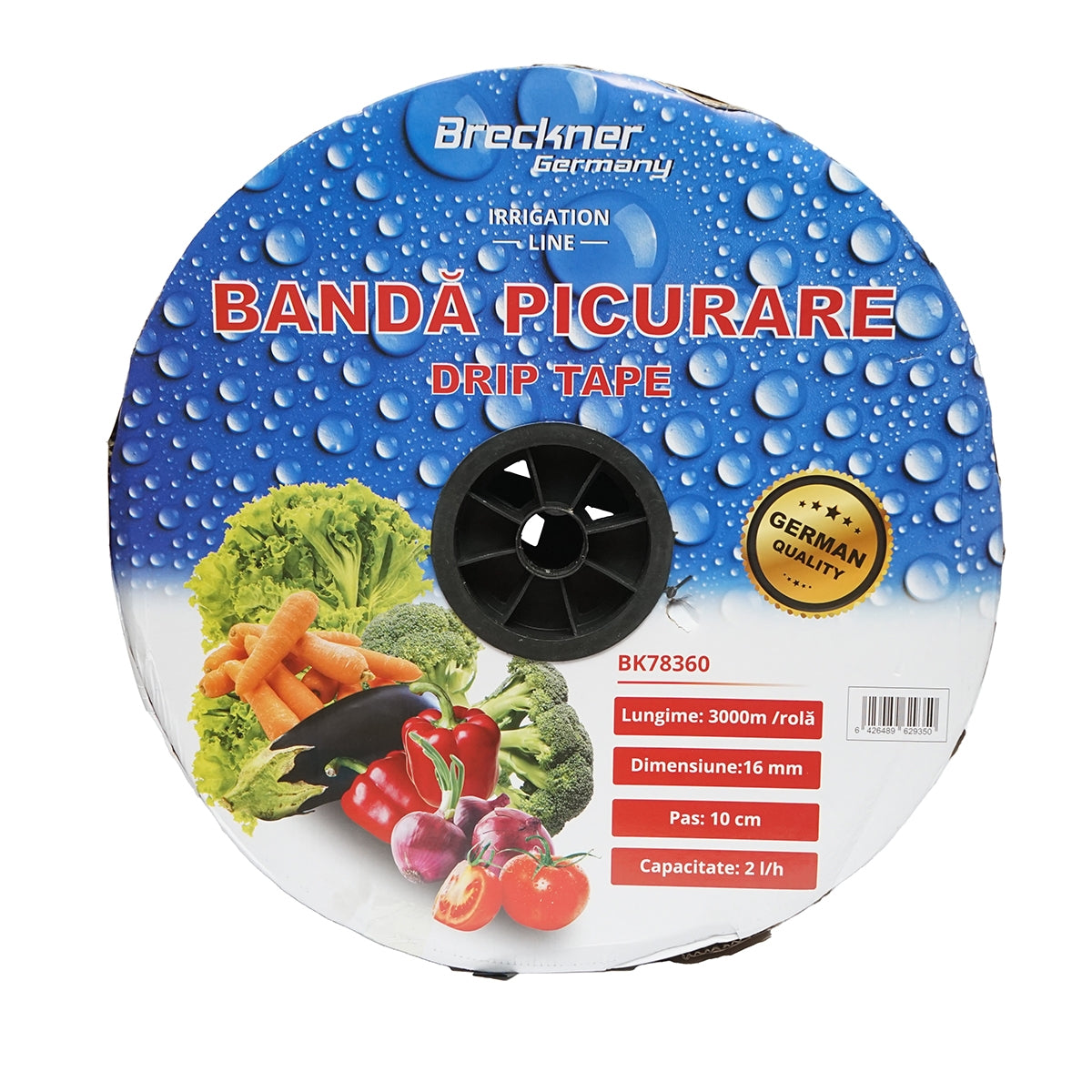 Лента за капково напояване, ролка 3000м 2L/H, D16мм разс. 10см Breckner Germany