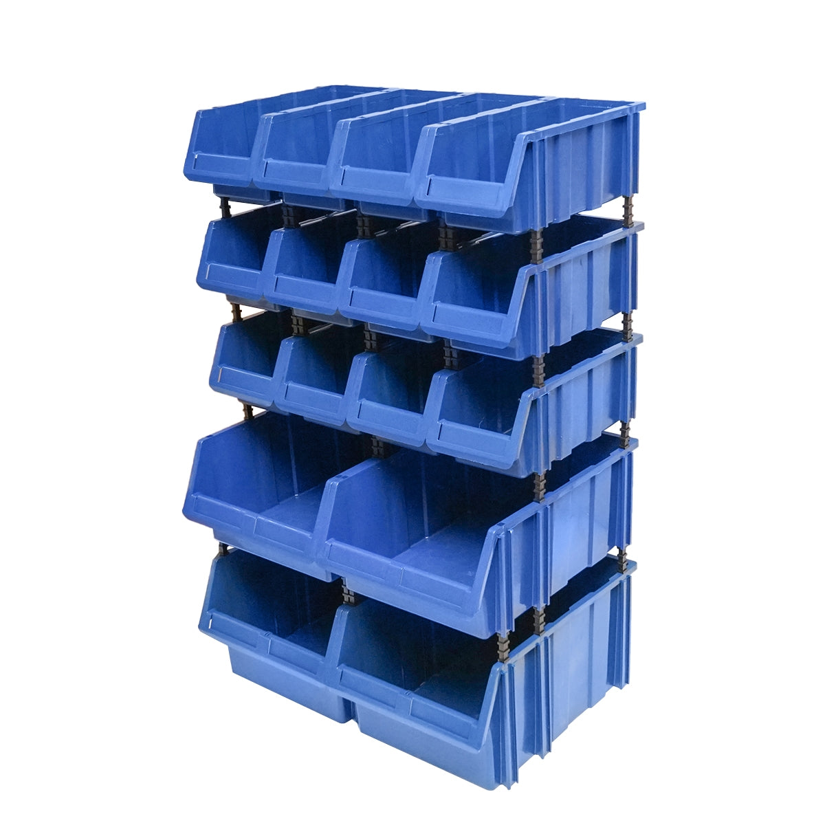 Стойка с 16 кутии за съхранение/организация, синя пластмасова кутия, 680x510x1100мм