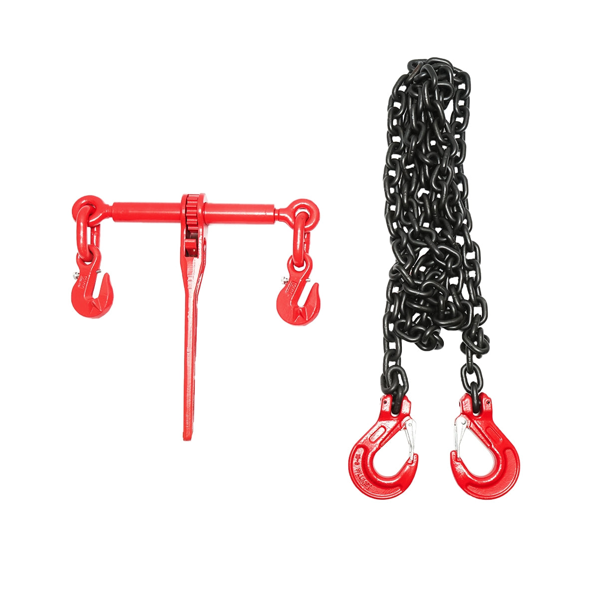 Анкерна верига за тежки машини с устройство за опъване с тресчотка, капацитет на теглото 6,3 т, дължина на веригата 4 м, дебелина на веригата 10 мм