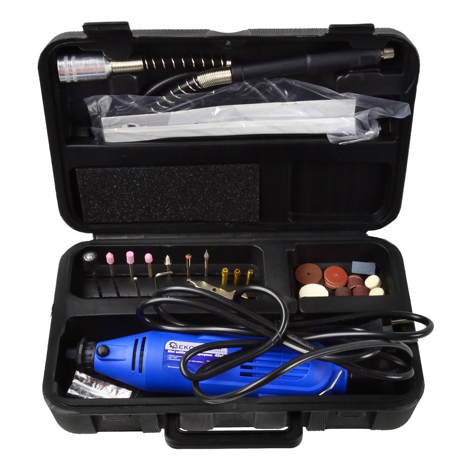 Комплект мини шлифовъчна машина с аксесоари 40 броя 220V GEKO